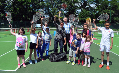 Yardely Tennis Club re-opening Players and John Hemming MP
