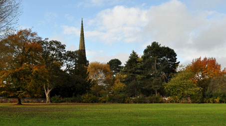 Autumn view of St Edburgha's Church Old Yardley Village