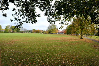 Old Yardley Village Park showes signs of the Ridge and Furrow that can still be seen